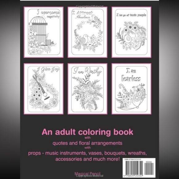 New Adult Positive Affirmations Inspirational Coloring Book - Picture 3 of 3